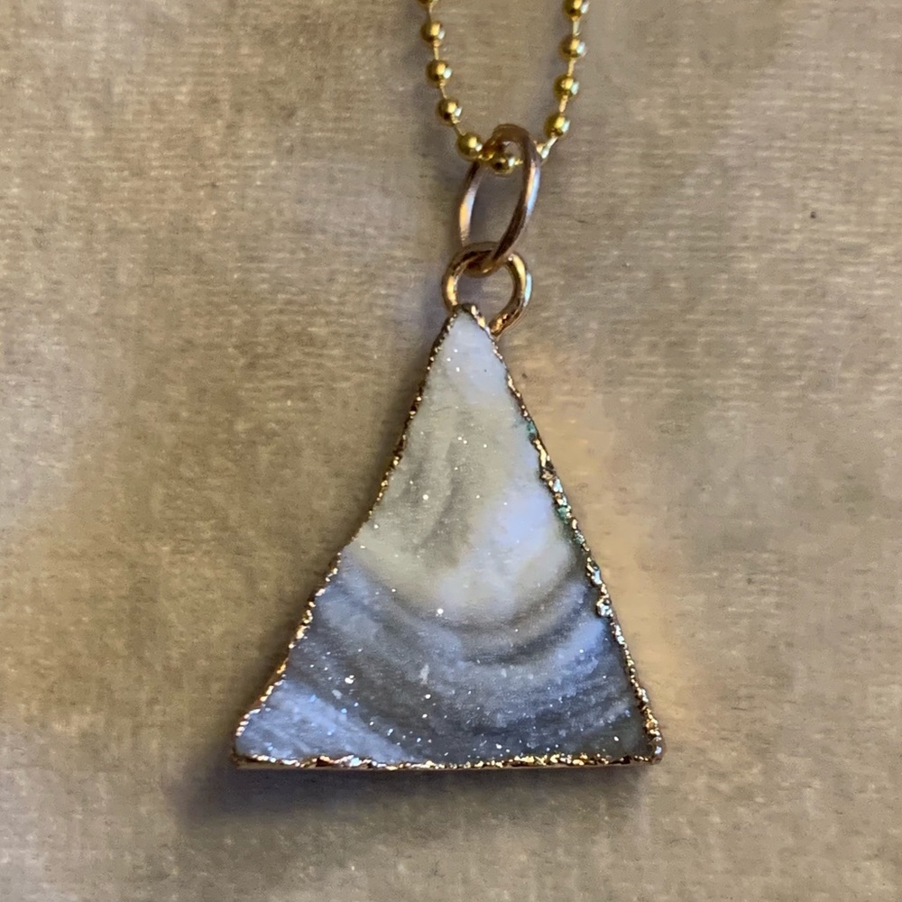 Galaxy Quartz Pendant & Gold Bead Chain Necklace